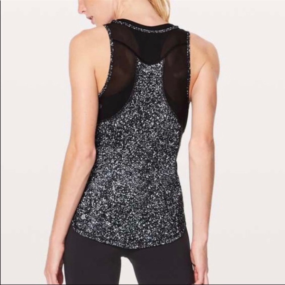 Lululemon Sculpt II Mesh Tank Top Black Splatter